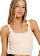 Washed Ribbed Padded Tank - 4 Colors