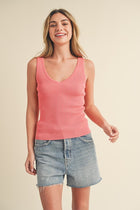 Sweater Knit Tank - Coral