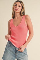 Sweater Knit Tank - Coral