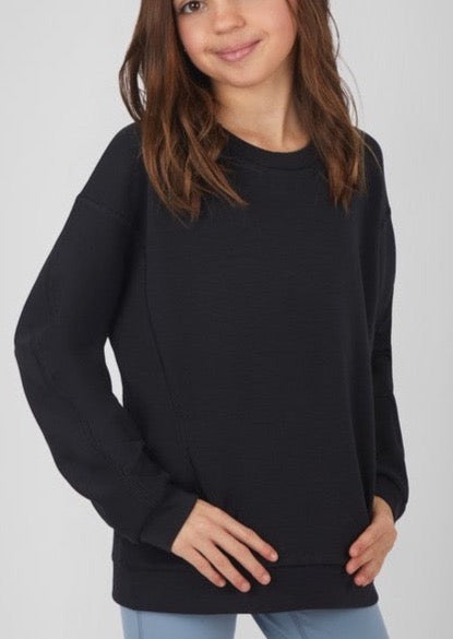 Girl's Brittany Scuba Crew Sweatshirt - Black