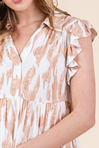 Foldover Collar Printed Dress