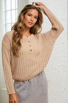 Front Button Taupe Sweater