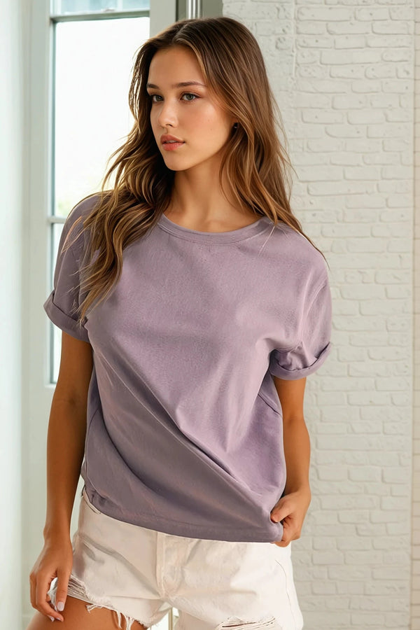 Super-soft Raw Edge T-shirt - Plum