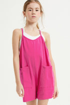 Girl's Tessa Cotton Overall Romper -Hot Pink