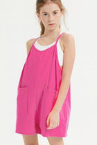 Girl's Tessa Cotton Overall Romper -Hot Pink