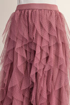 Embellished Tulle Midi Skirt - Dusty Rose