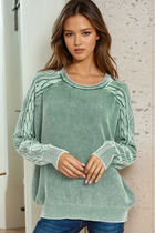 Stone Washed Sweater - Dark Green