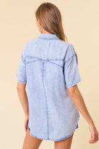 Short Sleeve Denim Button Down Top