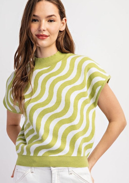 Swirl Print Sweater Top