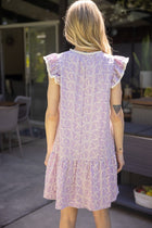 Embroidery Lavender Shift Dress