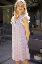 Embroidery Lavender Shift Dress