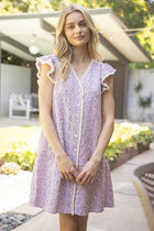 Embroidery Lavender Shift Dress