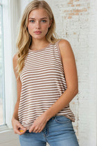 Textured Stripe Knit Tank - Latte
