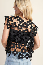 Floral Lace Vest - Black