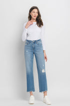 Evelyn High Rise Distressed Slim Wide Jeans