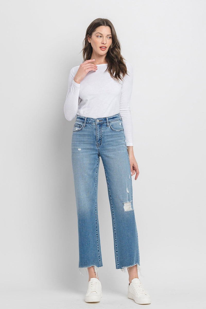 Evelyn High Rise Distressed Slim Wide Jeans