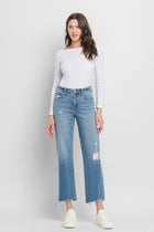 Evelyn High Rise Distressed Slim Wide Jeans