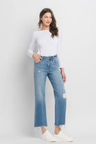 Evelyn High Rise Distressed Slim Wide Jeans