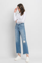 Evelyn High Rise Distressed Slim Wide Jeans