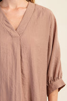 V-Neck Loose Fit Blouse - Mocha