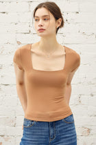 Square Neck Basic Tee - Toffee