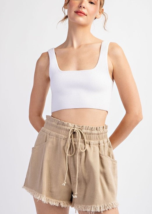 Enzyme Washed Shorts -Taupe