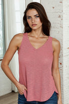 V-Neck Slub Tank - Rose