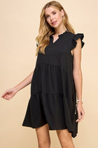 V-neck Ruffle Sleeve Dress