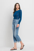 Chloe High Rise Cuffed Crop Straight Jeans