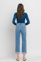 Chloe High Rise Cuffed Crop Straight Jeans