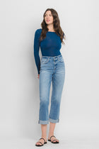 Chloe High Rise Cuffed Crop Straight Jeans