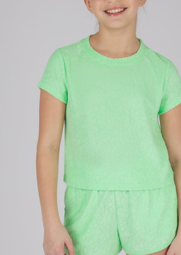 Girl's Daisy Terry Short Sleeve Top - Mint Green