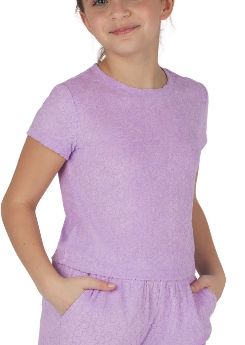 Girl's Daisy Terry Short Sleeve Top - Lavender