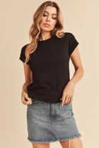 Capped Sleeve Basic Tee - Black