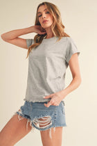 Capped Sleeve Basic Tee - Heather Grey