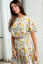 Floral Print Elastic Waist Top