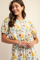 Floral Print Elastic Waist Top