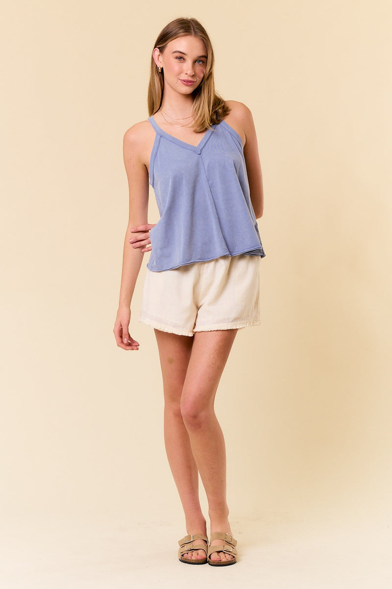 Mineral Wash Tank Top - Slate Blue