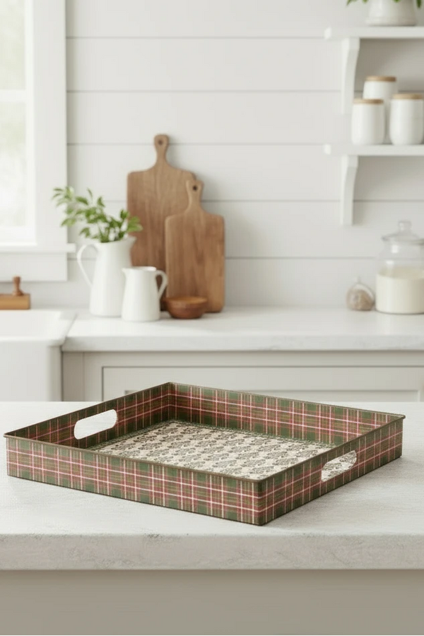 Floral Block Print Tray