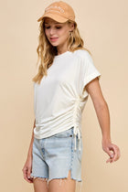 Ruched Side Basic Tee - Ivory