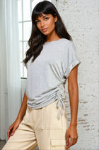 Ruched Side Basic Tee - Heather Grey