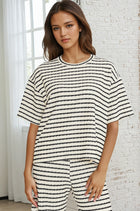 Striped Drop Shoulder Top - Ivory