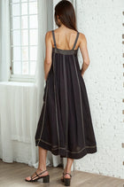 Contrast Stitch Detail Dress - Black