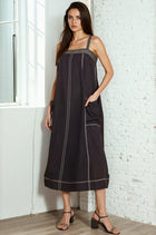 Contrast Stitch Detail Dress - Black