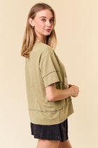 Star Patch Washed Tee - Olive