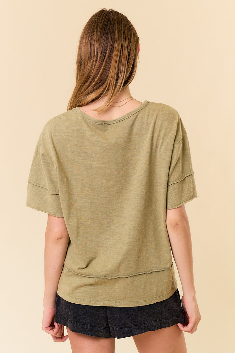 Star Patch Washed Tee - Olive