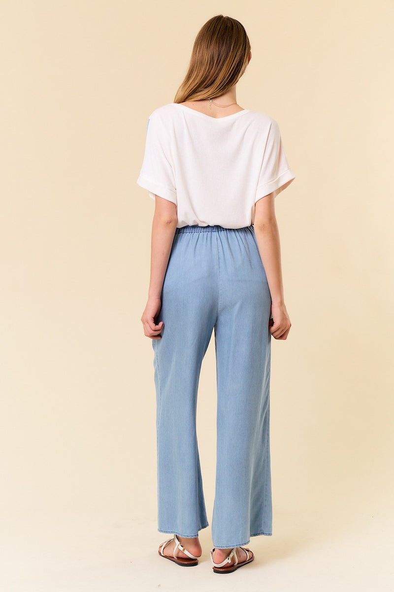 Drawcord Waist Denim Pants