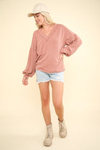 Ribbed Knit Loose Top - Cedar Wood