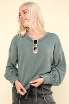 Ribbed Oversized Comfy Top - Moss