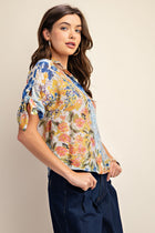 Floral Print Button Down Blouse